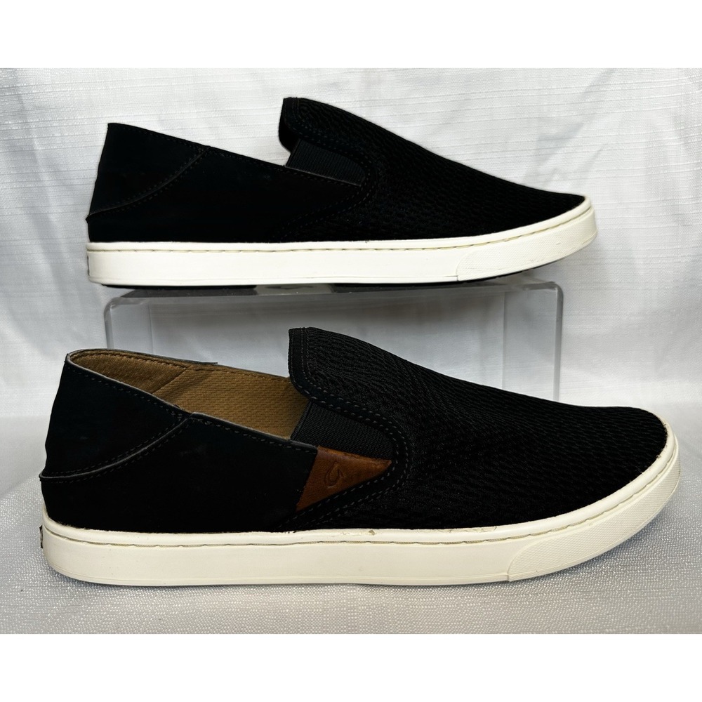 Olukai Black Mesh Textile Pehuea Slip On convertible Shoes‎ Womens Size 9